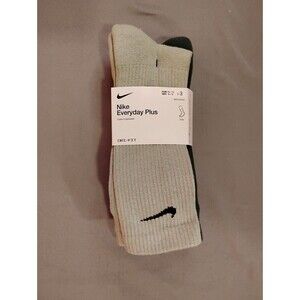 Unisex Nike Cushioned Crew Socks 3 Pack Green Beige Men 8-12 Women 10-13